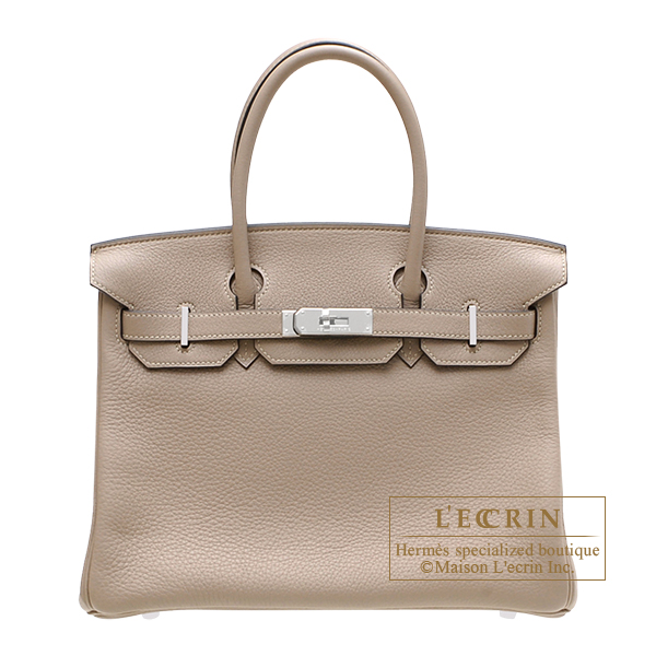 Hermes　Birkin bag 30　Gris tourterelle　Clemence leather　Silver hardware