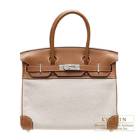 Hermes　Birkin bag 30　Gold　Toile H/Swift　Silver hardware