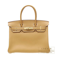 Hermes　Birkin bag 30　Natural　Fjord leather　Gold hardware