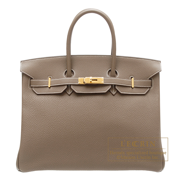 Hermes Birkin bag 35 Etoupe grey Togo leather Gold hardware