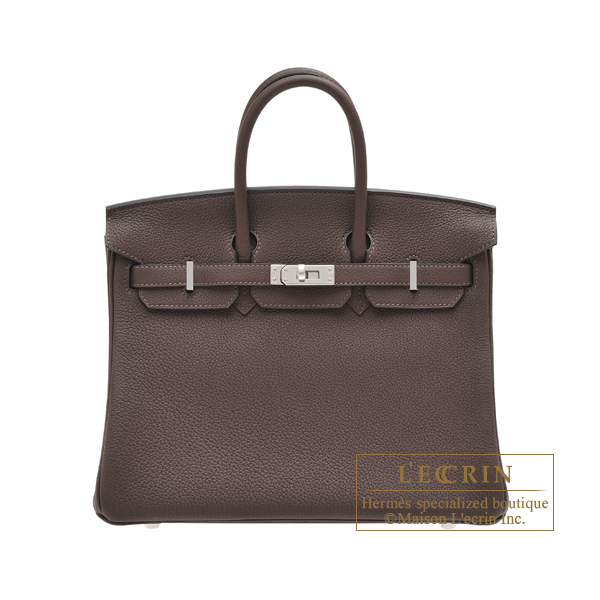 Hermes　Birkin bag 25　Chocolat　Togo leather　Silver hardware