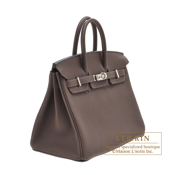 Hermes Birkin bag 25 Chocolat Togo leather Silver hardware