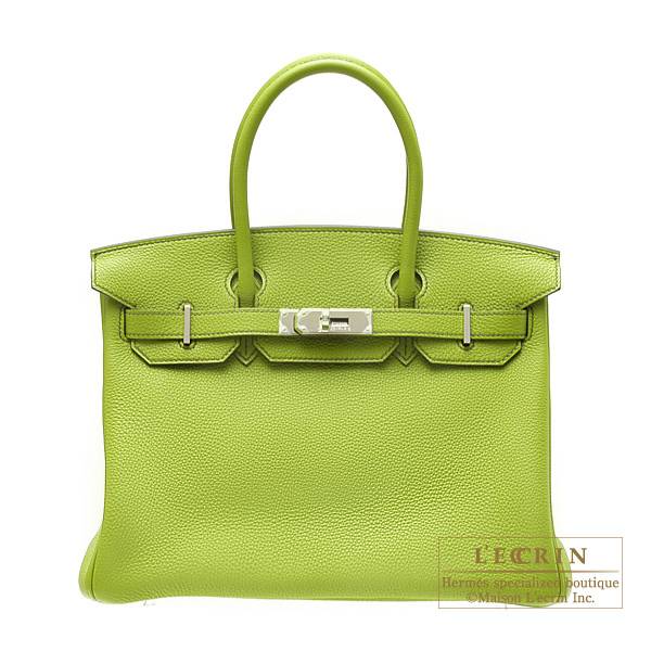 Hermes H Birkin 35cm Green Apple Togo Leather gold hardware bag