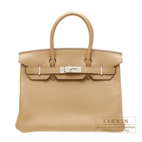 Hermes　Birkin bag 30　Tabac camel　Clemence leather　Silver hardware