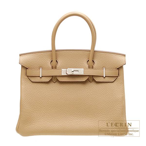 Hermes Birkin bag 30 Tabac camel Clemence leather Silver hardware L ecrin Boutique Singapore