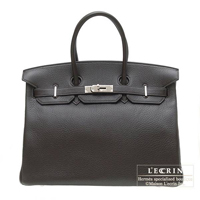 Hermes　Birkin bag 35　Ebene　Clemence leather　Silver hardware