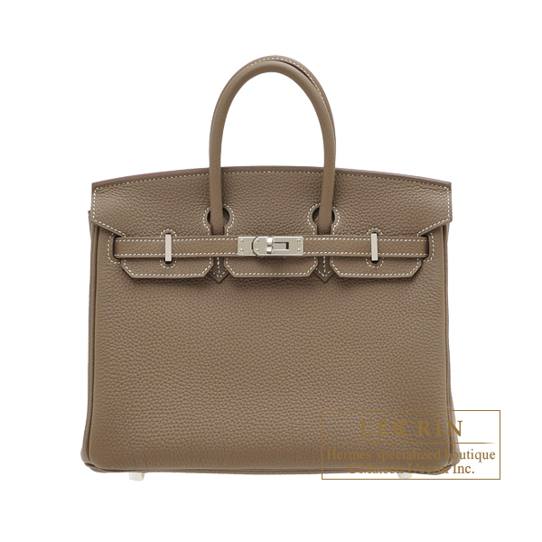 Hermes　Birkin bag 25　Etoupe grey　Togo leather　Silver hardware