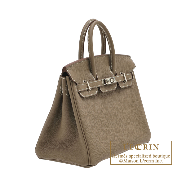 Hermes Birkin bag 25 Etoupe grey Togo leather Silver hardware | L&#39;ecrin Boutique Singapore