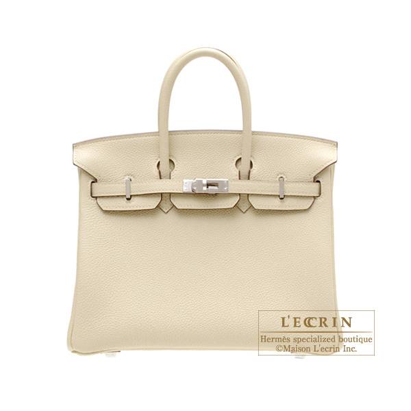 Hermes Birkin bag 25 Parchemin Togo leather Silver hardware