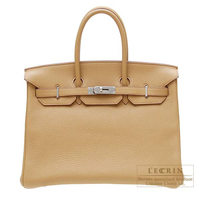 Hermes　Birkin bag 35　Tabac camel　Clemence leather　Silver hardware