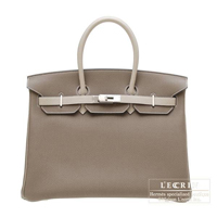 Hermes　Personal Birkin bag 35　Etoupe grey/Gris tourterelle　Togo leather　Silver hardware