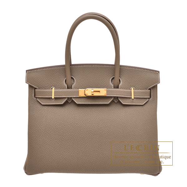 Hermes Birkin bag 30 Etoupe grey Togo leather Gold hardware