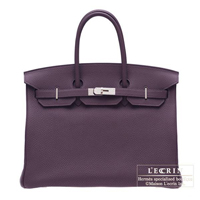 Hermes　Birkin bag 35　Raisin　Togo leather　Silver hardware