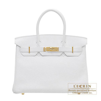 Hermes　Birkin bag 30　White　Clemence leather　Gold hardware