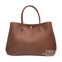 Hermes　Garden Party bag 36/PM　Marron dinde　Negonda leather　Silver hardware