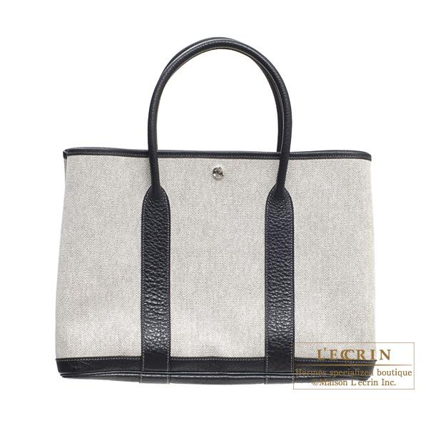 Hermes Garden Party bag TPM Grey Cotton canvas Silver hardware