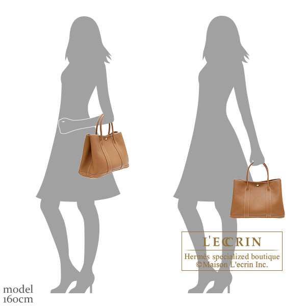 Hermes Garden Party bag 36 PM Gold Negonda leather Silver hardware