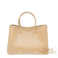 Hermes　Garden Party bag 30/TPM　Beige　Buffalo sindhu leather　Silver hardware