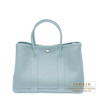 Hermes　Garden Party bag 30/TPM　Ciel　Negonda leather　Silver hardware