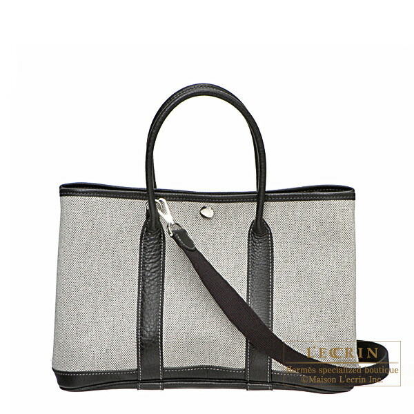 Hermes　Garden Party bag 30/TPM　Grey　Cotton canvas　Silver hardware