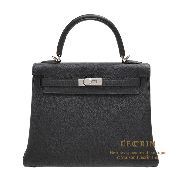 Hermes　Kelly bag 25　Retourne　Black　Togo leather　Silver hardware