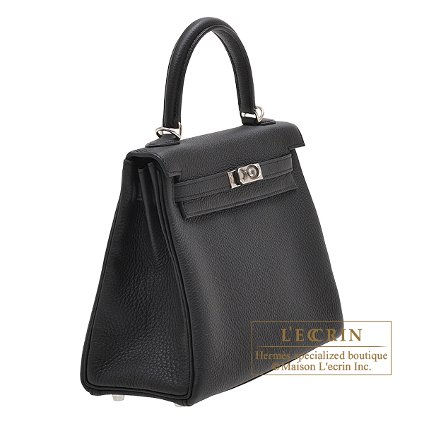 Hermes　Kelly bag 25　Retourne　Black　Togo leather　Silver hardware