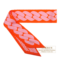 Hermes　Twilly　Clic cest noue　Orange/　Rose poudre　Silk