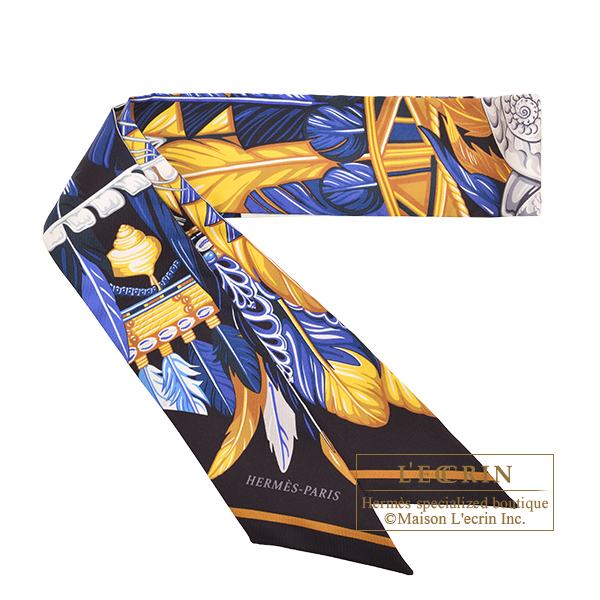 Hermes　Twilly　Danse Pacifique　Blue nuit/Jaune vif/Black　Silk