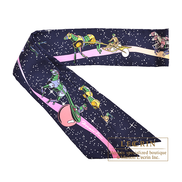 Hermes　Twilly　Space Derby　Marine/Rose/Multicolor　Silk