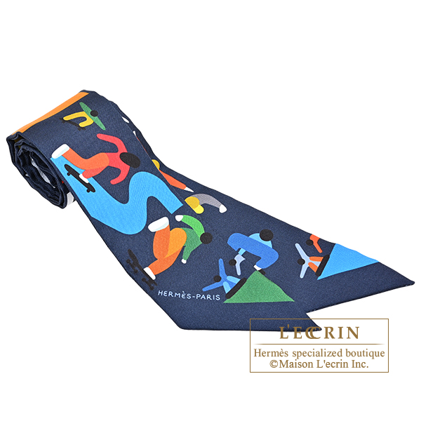 Hermes Twilly Figures Libres Marine/Vert/Multicolor Silk