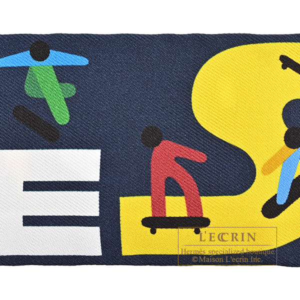 Hermes Twilly Figures Libres Marine/Vert/Multicolor Silk