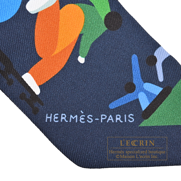 Hermes Twilly Figures Libres Marine/Vert/Multicolor Silk