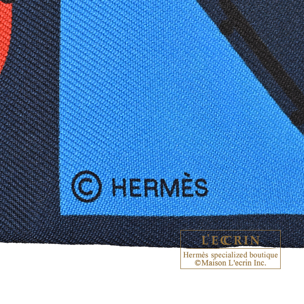 Hermes Twilly Figures Libres Marine/Vert/Multicolor Silk