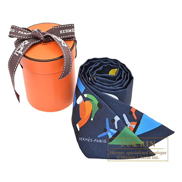 Hermes Twilly Figures Libres Marine/Vert/Multicolor Silk