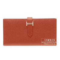 Hermes　Bearn Soufflet　Rouge venitienne　Epsom leather　Silver hardware