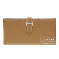 Hermes　Bearn Soufflet　Natural sable　Epsom leather　Silver hardware