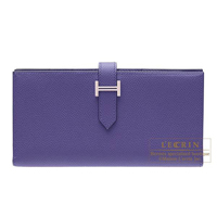 Hermes　Bearn Soufflet　Iris　Epsom leather　Silver hardware