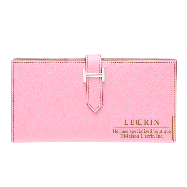 Hermes　Bearn Soufflet　Pink　Epsom leather　Silver hardware