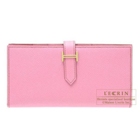 Hermes　Bearn Soufflet　Pink　Epsom leather　Gold hardware