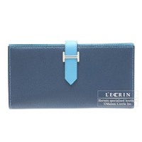 Hermes　Bearn Soufflet　Blue de malte/Blue aztec　Chevre myzore goatskin　Silver hardware