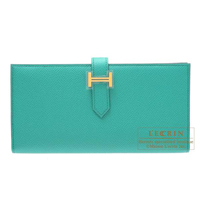 Hermes　Bearn Soufflet　Blue paon　Epsom leather　Gold hardware