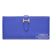 Hermes　Bearn Soufflet　Blue electric　Epsom leather　Gold hardware