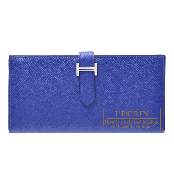 Hermes　Bearn Soufflet　Blue electric　Epsom leather　Silver hardware