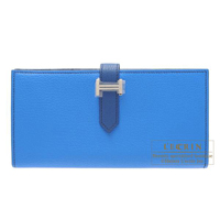 Hermes　Bearn Soufflet　Blue hydra/Blue saphir　Chevre myzore goatskin　Silver hardware