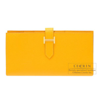 Hermes　Bearn Soufflet　Jaune d'or　Epsom leather　Gold hardware