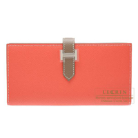 Hermes　Bearn Soufflet　Rose jaipur/Etoupe grey　Epsom leather　Silver hardware