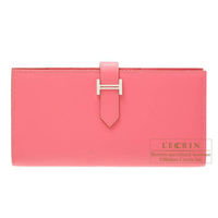 Hermes　Bearn Soufflet　Rose lipstick　Tadelakt leather　Silver hardware