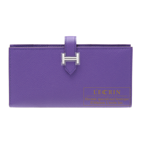 Hermes　Bearn Soufflet　Crocus　Epsom leather　Silver hardware