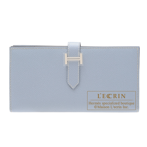 Hermes　Bearn Soufflet　Blue lin　Epsom leather　Silver hardware