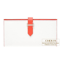 Hermes　Bearn Soufflet　Bi-color　White/Rose jaipur　Epsom leather　Silver hardware